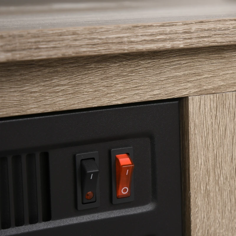 HOMCOM 60" W x 23.5" H Electric Fireplace Mantel TV Stand, Media Console Center Cabinet with 2 Adjustable Shelves, 4 Cable Management Holes and Fits up to 65" TV, Brown