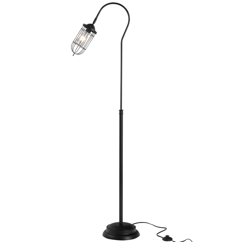 HOMCOM Vintage Floor Lamp Rotatable Lampshade E26 Socket Pin Living Room Steel Black