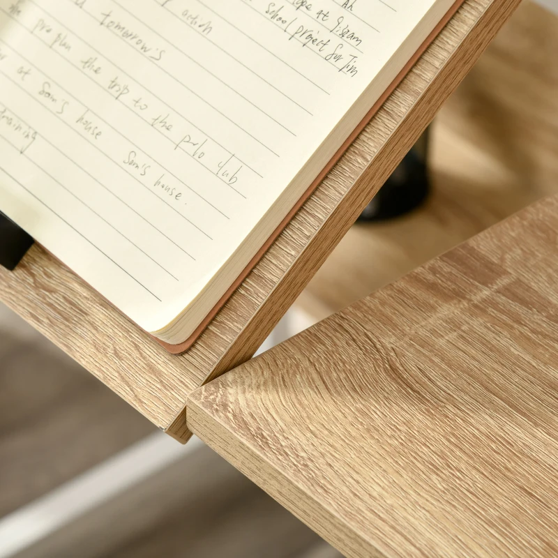 HOMCOM Drafting Table, Adjustable Drawing Desk, Multifunctional Writing Desk with 15-Level Tiltable Tabletop and Storage Shelf for Home Office, Natural