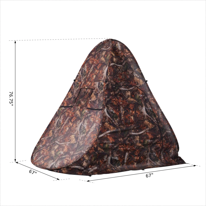 Outsunny Pop Up Ground Hunting Tent Outdoor Shooting Birdwatching Blind Hide Tent w/ Carry Bag 1-2 Person Portable Camouflage