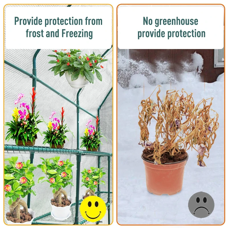 Outsunny 7' x 3' x 7' Outdoor Walk-In Greenhouse, Plant Nursery with Roll-up Windows, PE Cover, and 3 Wire Shelves