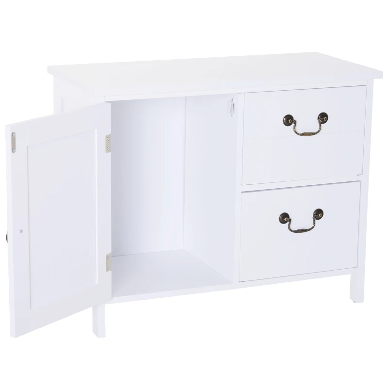 HOMCOM Storage Cabinet Floor Cabinet Drawer with Knob MDF