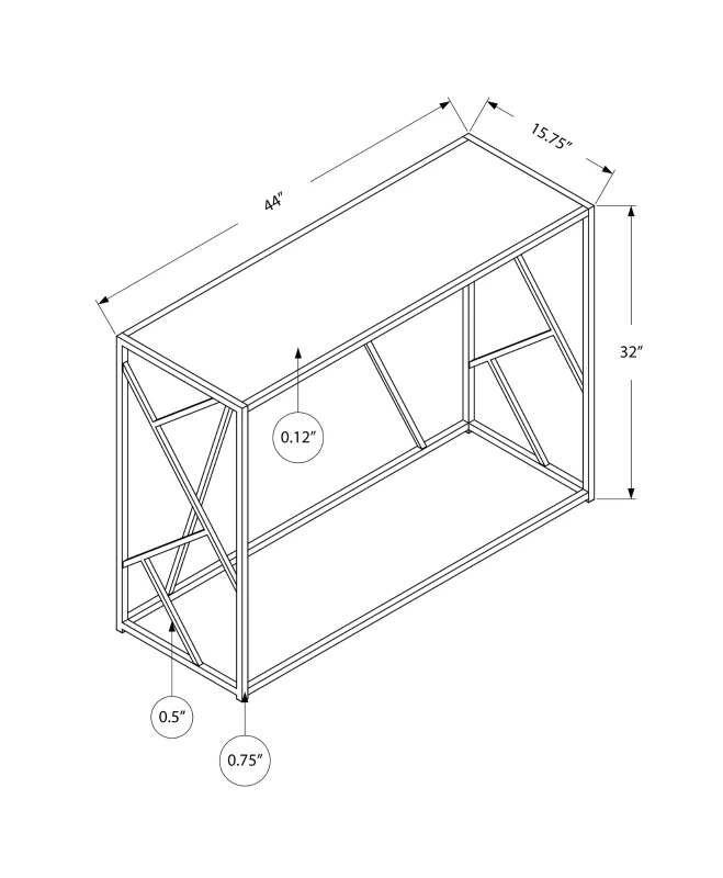 Monarch 44" Minimalist Glam Mirrored Top Metal Frame Accent Hall Sofa Console Table - Black Nickel Finish