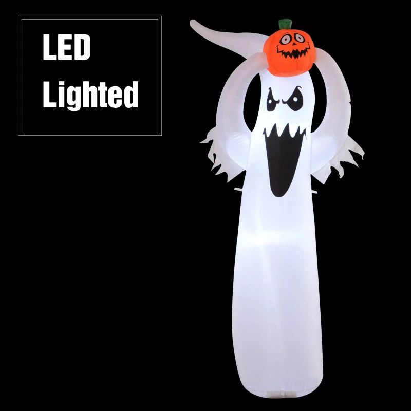 HOMCOM 6ft LED Outdoor Halloween Inflatable Decoration - Ghost with Pumpkin
