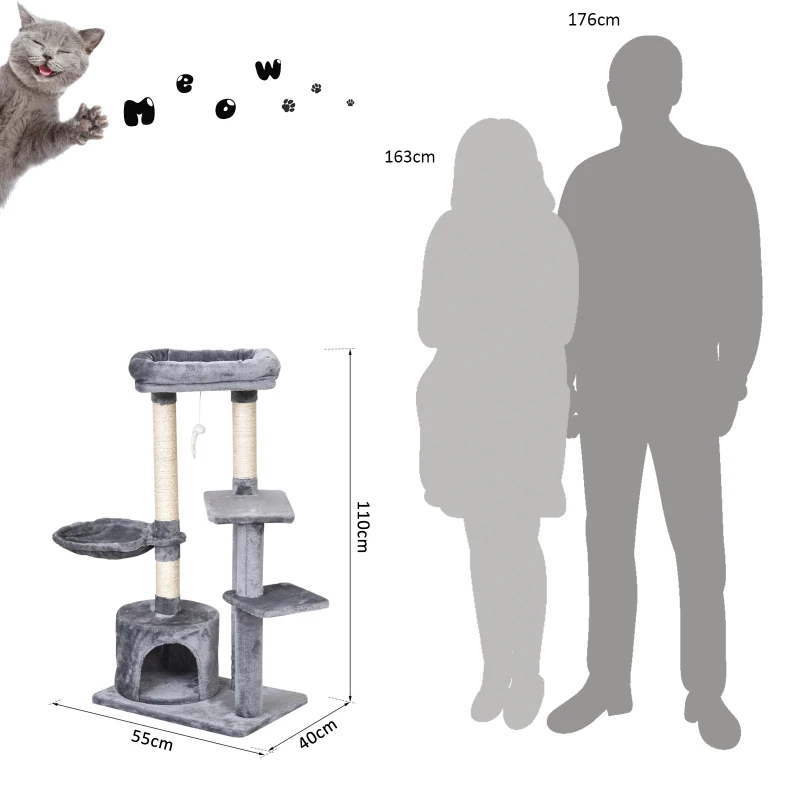 PawHut 43"H Nest Level Cat Tree Scratcher Kitty Condo