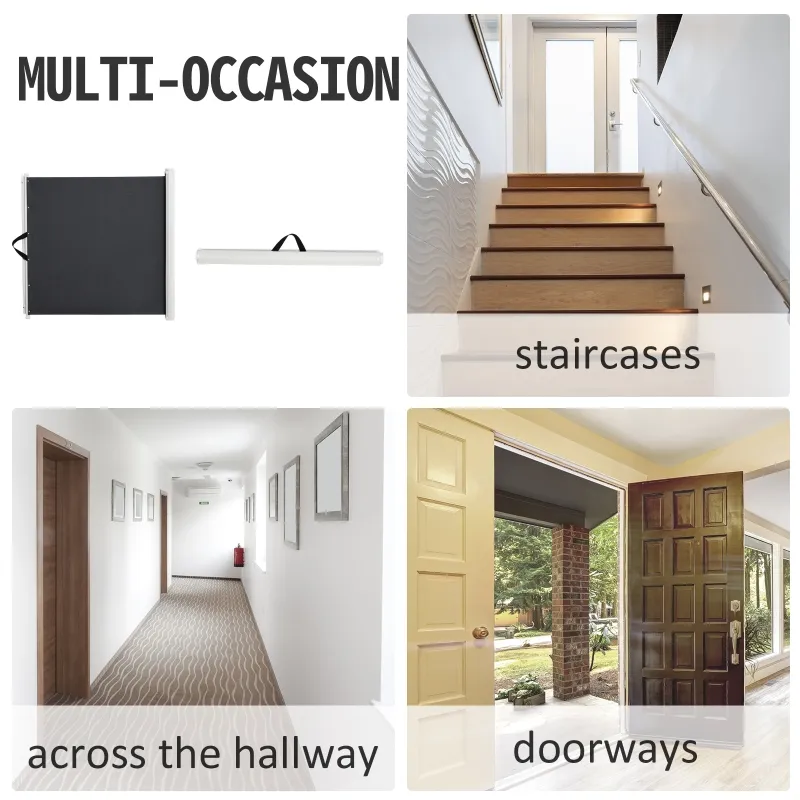 PawHut Retractable Pet Safety Barrier Gate, Flexible and Extensible Safety Dog Gate Easy to Roll and Latch for Stairways Doorways Hallways, 45.25" L x 2.25" W x 32.5" H, Grey