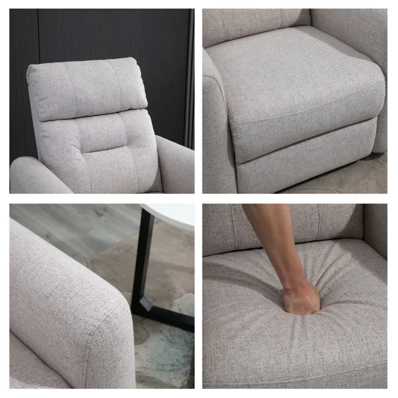HOMCOM Manual Recliner Swivel Rocker Chair Theater Chair Single Sofa with Linen Fabric for Living Room Bedroom, Beige