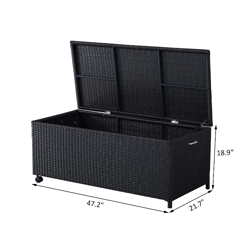 Outsunny Indoor Outdoor Rattan Garden Storage Box Unit Patio Furniture Chest