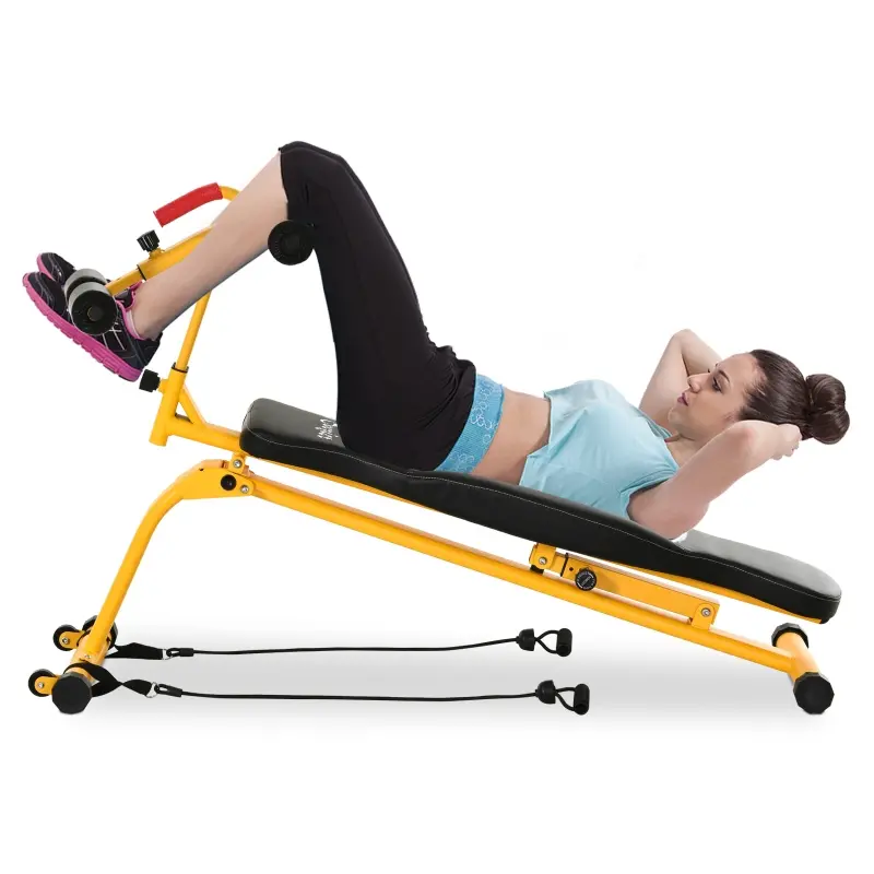 Soozier Multifunctional Sit Up and Dumbbell Weight Bench with 4-Angle Adjustable Backrest & Lightweight Portable Design - Yellow