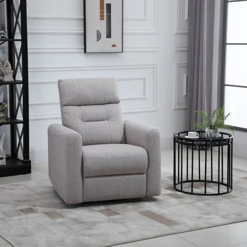 HOMCOM Manual Recliner Swivel Rocker Chair Theater Chair Single Sofa with Linen Fabric for Living Room Bedroom, Beige