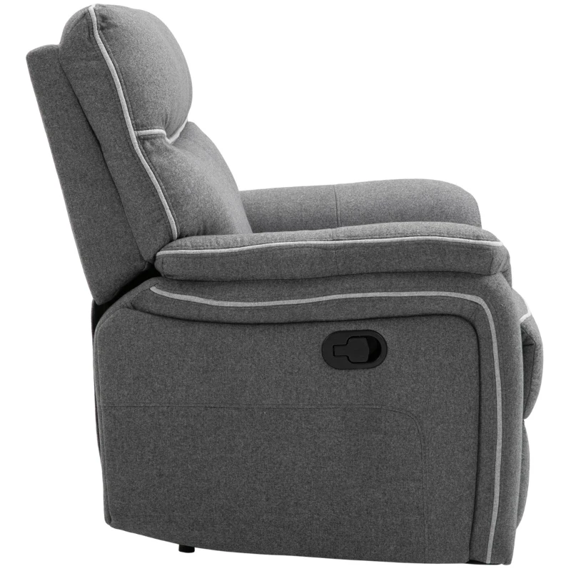 HOMCOM Manual Recliner Armchair with Thick Padded Headrest, Back and Footrest and Adjustable 150 Degree Angle, Grey