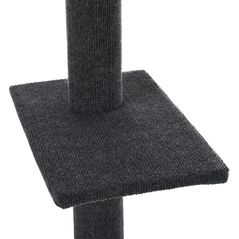 PawHut Floor-to-Ceiling Cat Tree Cat Climbing Tower with Sisal-Covered Scratching Posts Natural Cat Tree Activity Center for Kittens Cat Tower Furniture, Gray