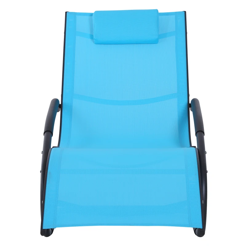 Outsunny Zero-Gravity Rocking Chair Garden Patio Lounger Seat Outdoor Indoor Texteline Recliner Backyard Aluminum Frame Rocker Blue