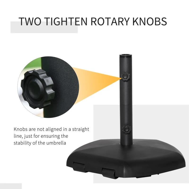 Outsunny Pentagonal Concrete Patio Umbrella Base with 2 Wheels for Easy Moving, Fitting Umbrella Poles of Φ1.25" - Φ2"