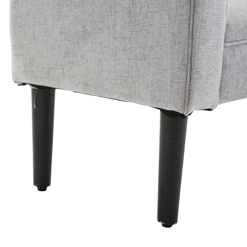 HOMCOM 52" Linen Upholstered Accent Ottoman Bench With Armrests, Light Gray
