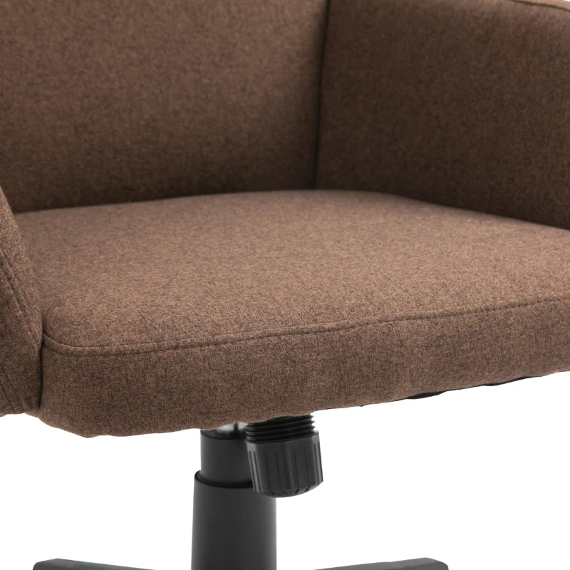 Vinsetto Swivel Office Chair Modern Linen Upholstered Home Computer Desk Task Chair with Cushioned Arm, Wheels, Adjustable Height, Brown