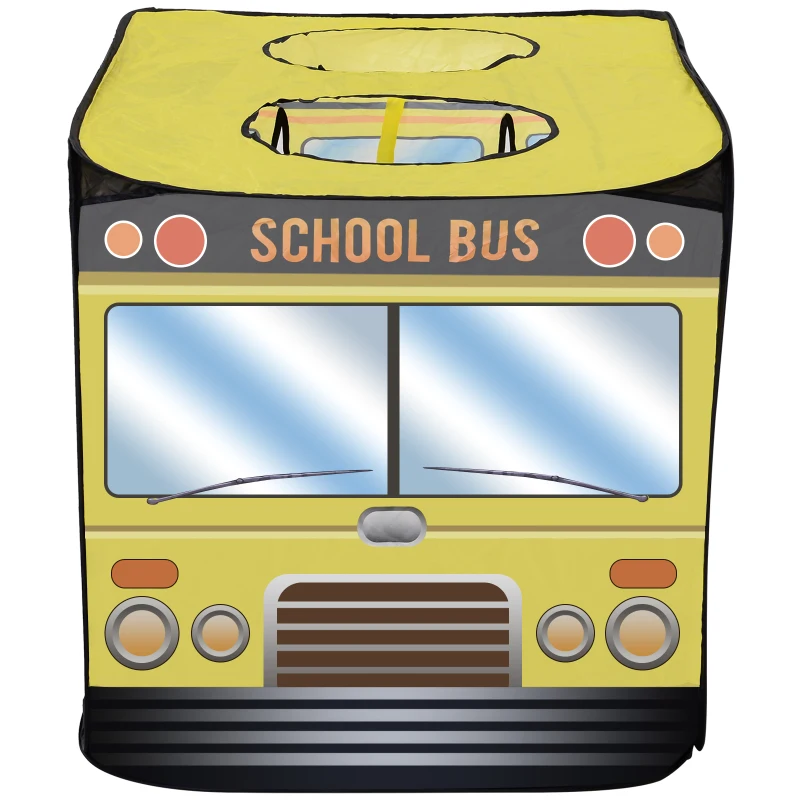Qaba Kids School Bus Play Tent Pop-up Portable & Foldable Yellow
