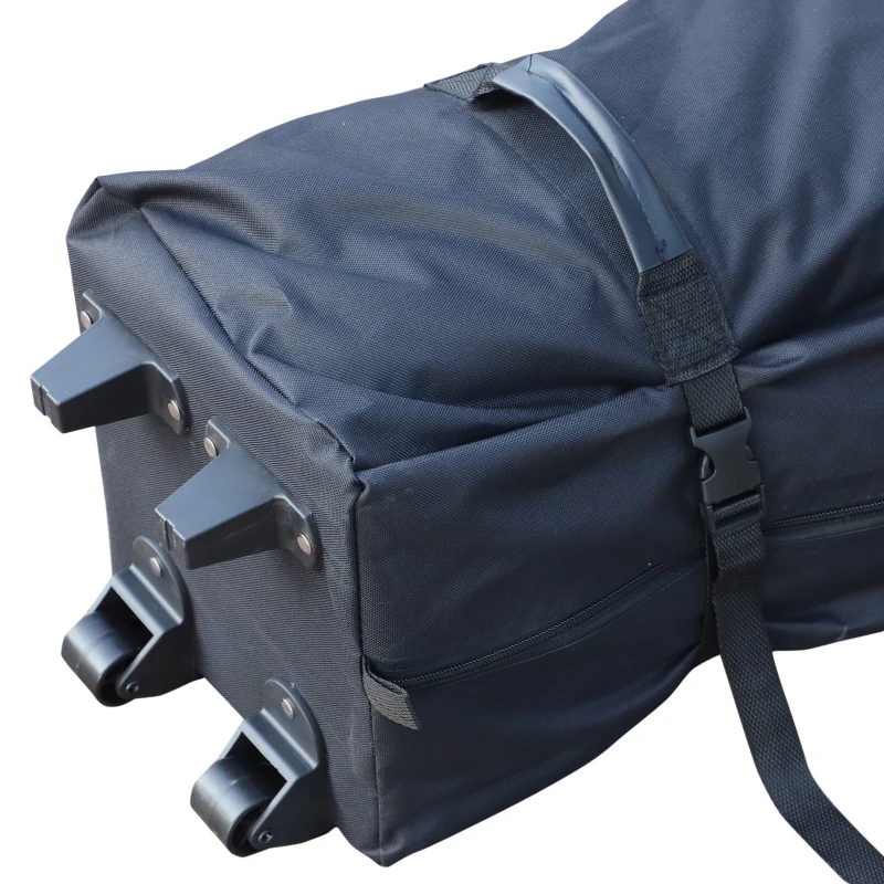 Outsunny 10' x 15' Pop Up Canopy Gazebo with 3-Level Adjustable Height, Wheeled Roller Bag, UV Fighting Roof, White