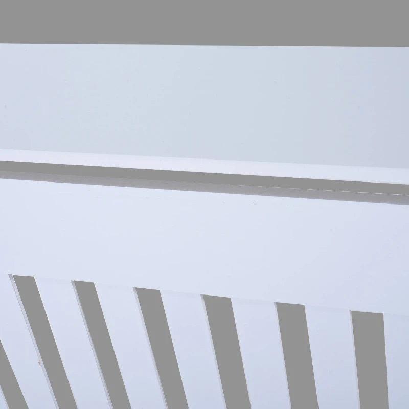 HOMCOM 44" Radiator Cover Painted Slatted MDF Cabinet Lined Grill White