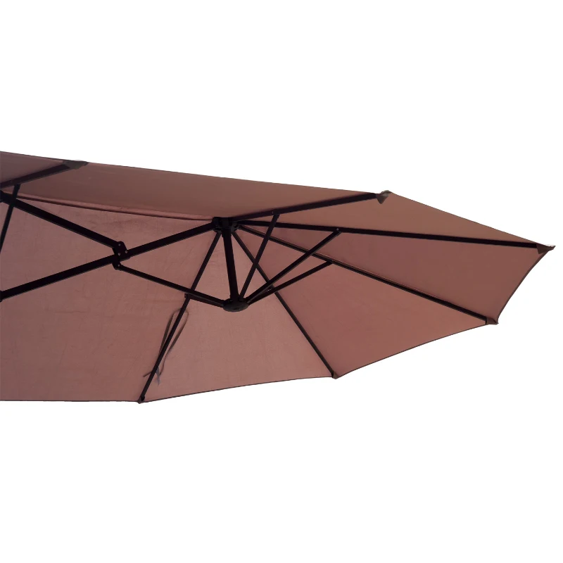 Outsunny Patio Umbrella 15' Outdoor with Twin Canopy Sunshade