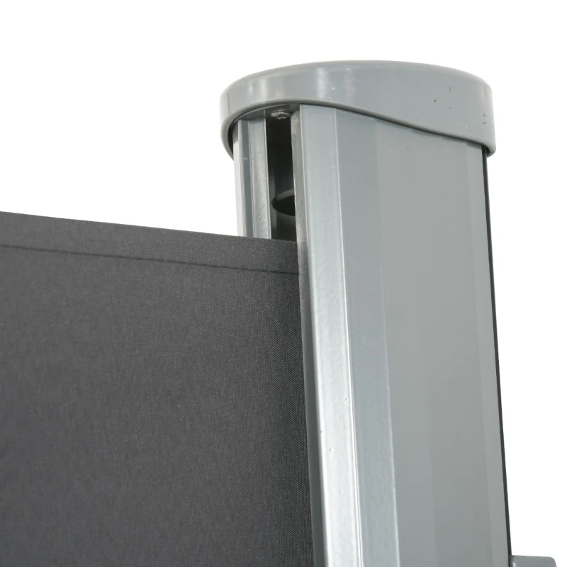 Outsunny 10' Retractable Folding Patio Privacy Side Awning with 50+ UV Protection, 2 Wall Brackets, & Polyester, Grey