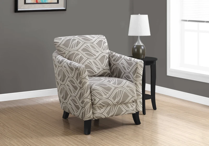 Monarch Plush Transitional Style Farmhouse Accent Armchair - Taup Leaf Design