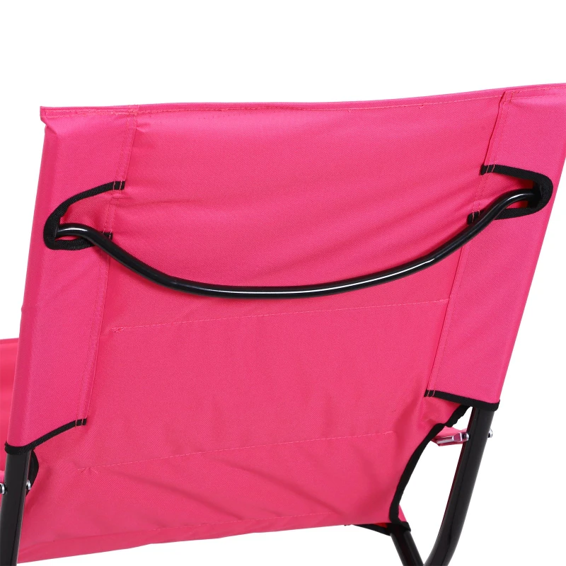 Outsunny Beach Chair Portable Ergonomic w/ Armrest Pink