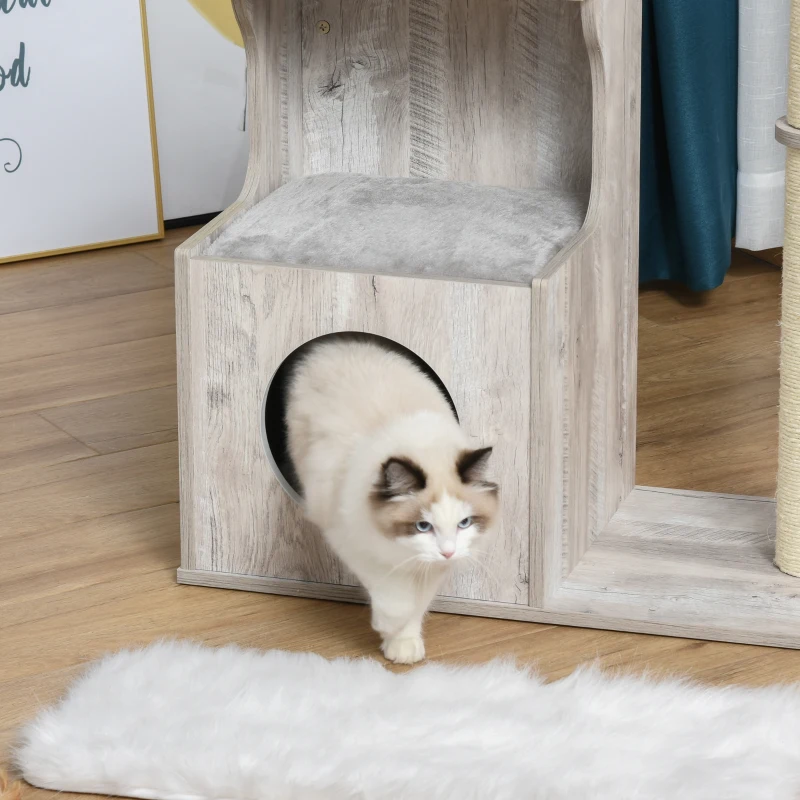 PawHut Cat Tree Climbing Activity Center with Scratching Post Condo Perch Cushions 34.75" H, Grey
