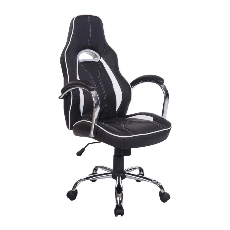 HOMCOM High Back Executive Racing Office Chair PU Leather Swivel Computer Desk Seat Black and White"