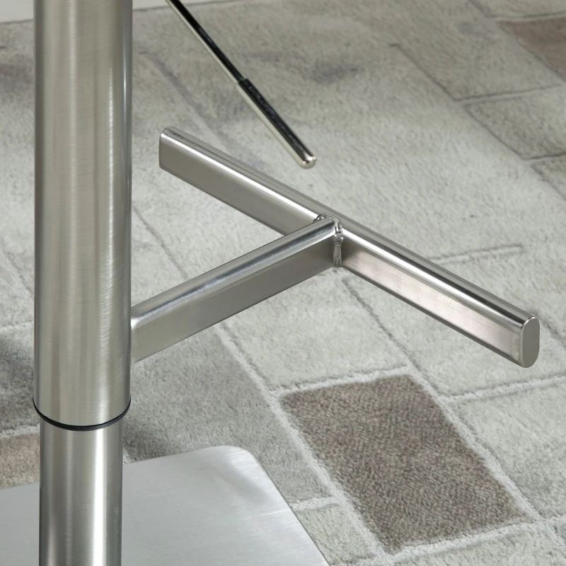 HOMCOM Vintage PU Leather Bar Stool with Stainless Steel Base, Adjustable Counter Height Bar Chair Swivel Barstool with Back, Footrest, Brown