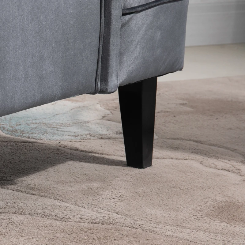 HOMCOM Upholstered Accent Chair Modern Winged Tufted Contemporary Single Sofa Chair with Rubber Wood Legs, Thick Padding Mid-Back, and Wings for Living Room Bedroom, Grey