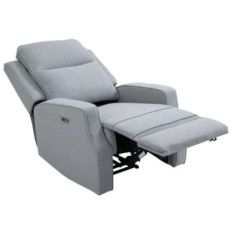 HOMCOM Electric Power Recliner, Wall Hugger Armchair with USB Charging Station, Sofa Recliner with Linen Upholstered Seat and Retractable Footrest, Blue