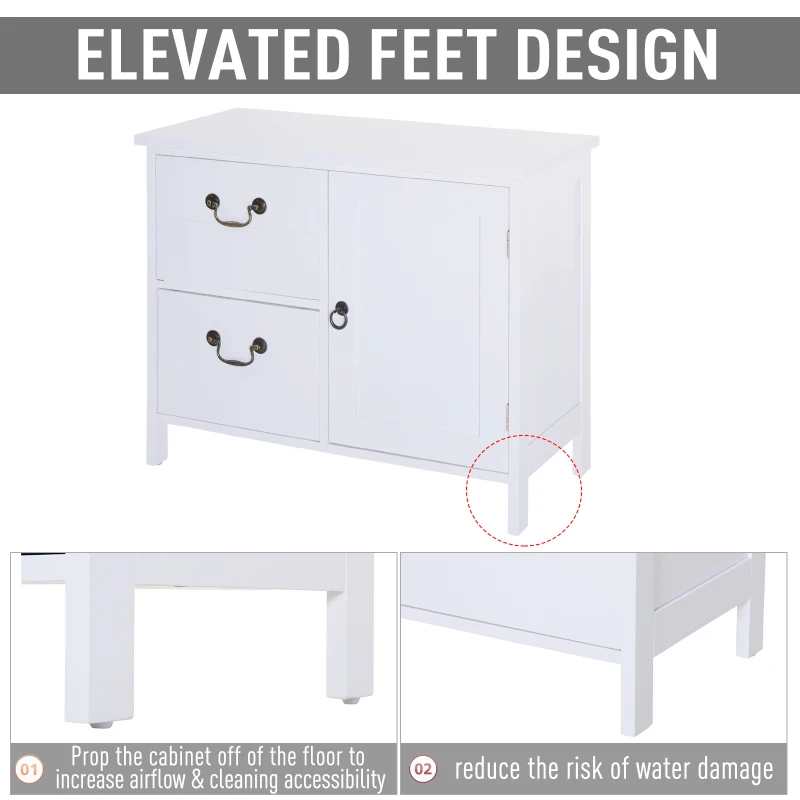 HOMCOM Storage Cabinet Floor Cabinet Drawer with Knob MDF