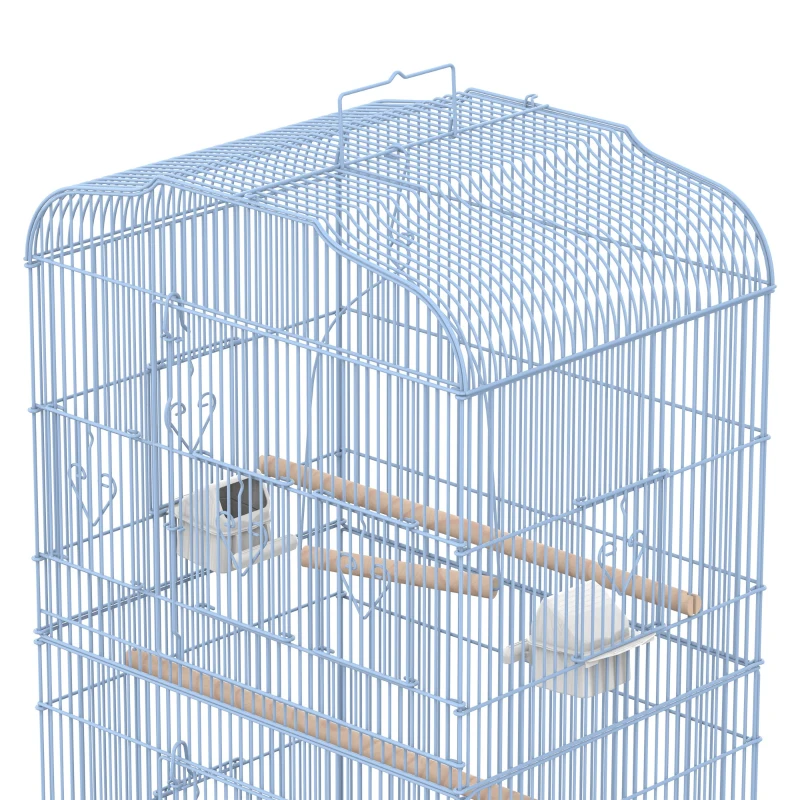 PawHut 36" Bird Cage Macaw Play House Cockatoo Parrot Finch Flight Cage 2 Doors Perch 4 Feeder Pet Supplies White