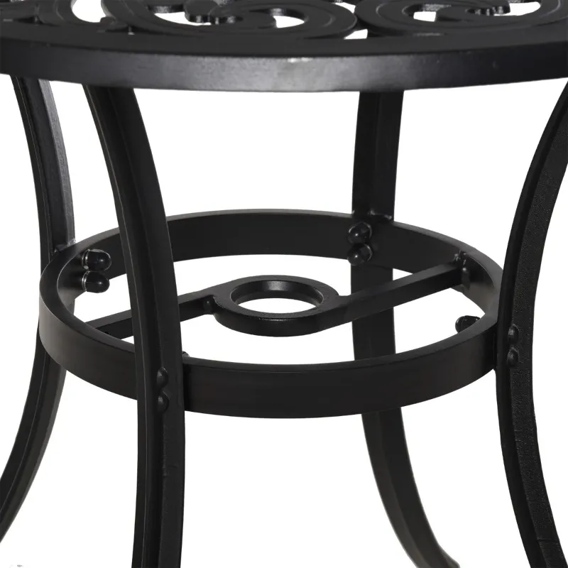 Outsunny Φ34" Outdoor Patio Garden Table with Unique Floral Design, Aluminum Material, & 1.75" Umbrella Hole