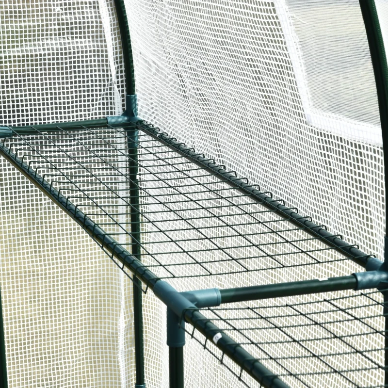 Outsunny 7' x 3' x 7' Outdoor Walk-In Greenhouse, Plant Nursery with Roll-up Windows, PE Cover, and 3 Wire Shelves