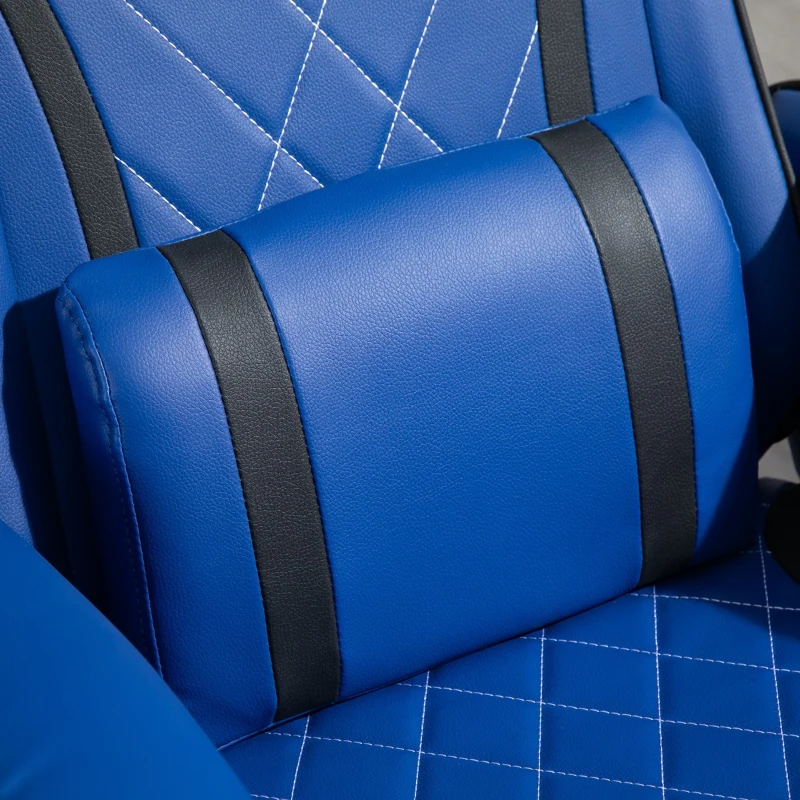 Vinsetto High Back Video Gaming Recliner with Ottoman, Racing Style PC Computer Office Chair, Swivel with Headrest & Lumbar Support, Adjustable Height, Blue/Black