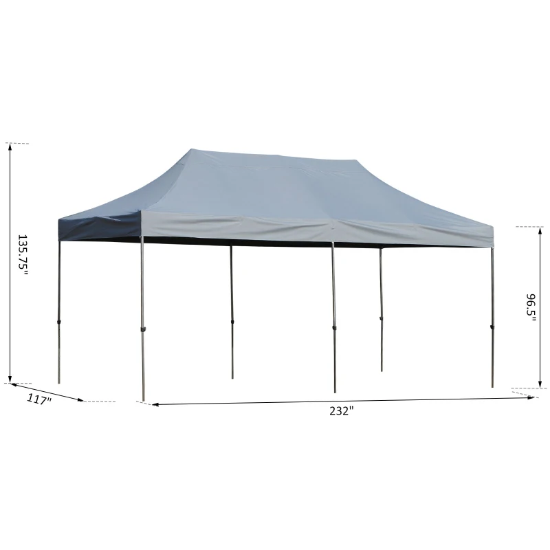 Outsunny 10' x 20' Pop Up Canopy Tent, Instant Sun Shelter, Tents for Parties, Height Adjustable, with Wheeled Carry Bag, for Outdoor, Garden, Patio, Gray