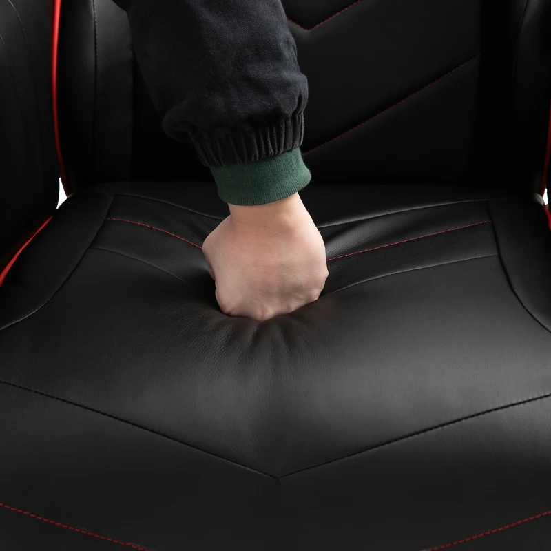 Vinsetto High Back Racing Style Gaming Chair, PU Leather Gamer Recliner Chair with Swivel Pedestal Base, Adjustable Footrest, and Head Pillow, Black