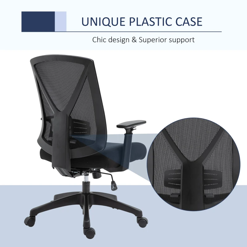Vinsetto Ergonomic Mesh Office Chair with Lumbar Back Support, Swivel Rocking Computer Chair with Adjustable Height and Armrests for Home Office, Black