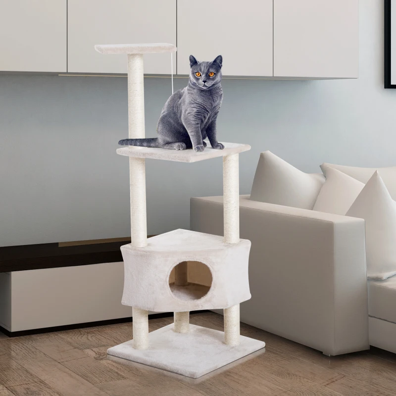 PawHut 51" Multi-Level Cat Tree with Hanging Toy