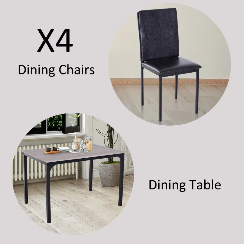 HOMCOM 5pcs Kitchen Dining Table Padded Seat PU Upholstery