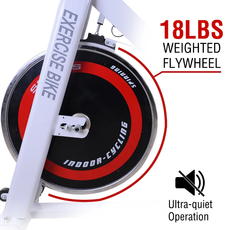 Soozier Adjustable Stationary Exercise Bike Indoor Bicycle Cycling Trainer Home Gym Fitness Workout Equipment with LCD Monitor White