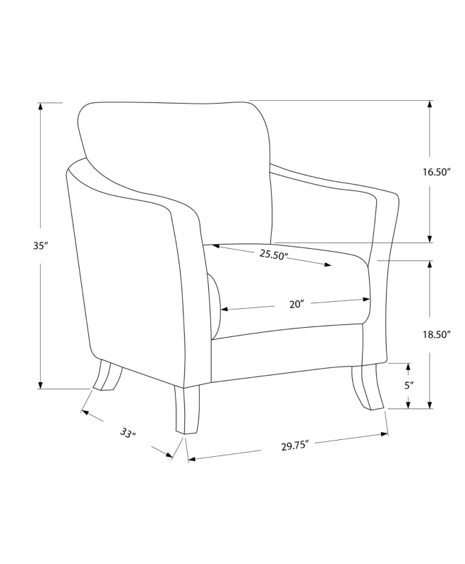 Monarch Elegant Plush Upholstered Leather-Look Accent Club Chair - Charcoal Grey