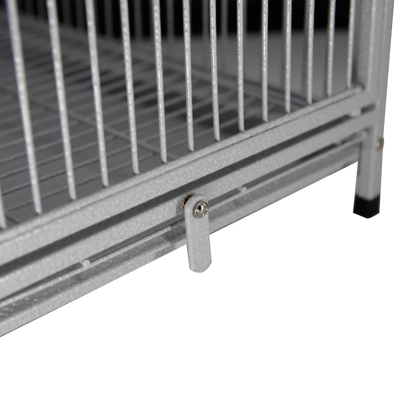 PawHut 18" Heavy Duty Wrought Iron Travel Bird Cage Carrier With Handle Perch And Accessories - White