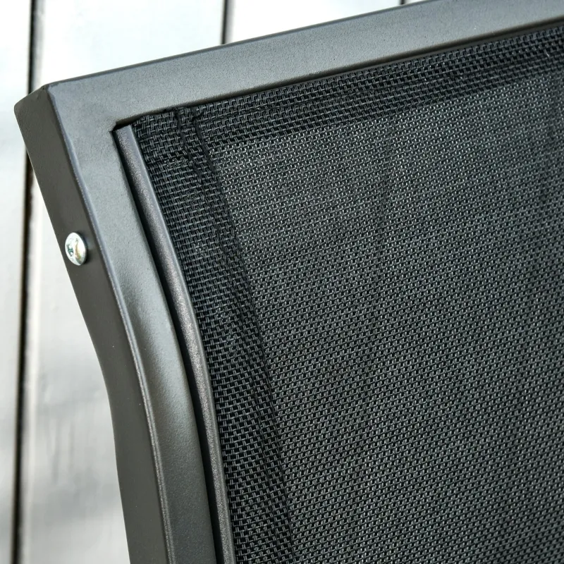 Outsunny 2-Piece Outdoor Glider Swing, Rocking Chair Set with Breathable Mesh Fabric, Sturdy Durable Frame, Curved Armrests, Supports Up to 264 lbs., for Backyard, Garden, Porch, Black