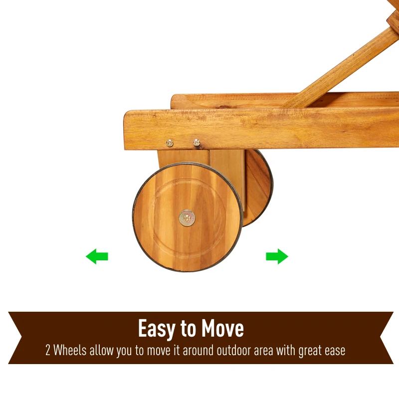 Outsunny Outdoor Texteline Chaise Lounger w/ Wheels