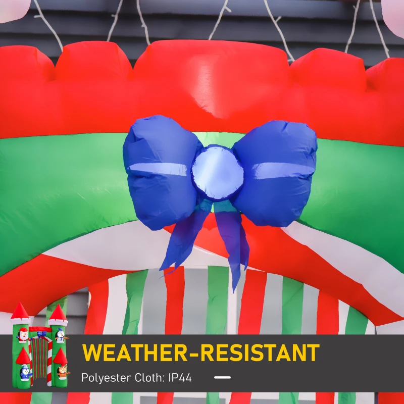 HOMCOM 11 ft LED Lit Inflatable Christmas Arch, Outdoor Holiday Light Yard Display with Santa Claus, Snowman, Reindeer, Gingerbread Man and Penguin
