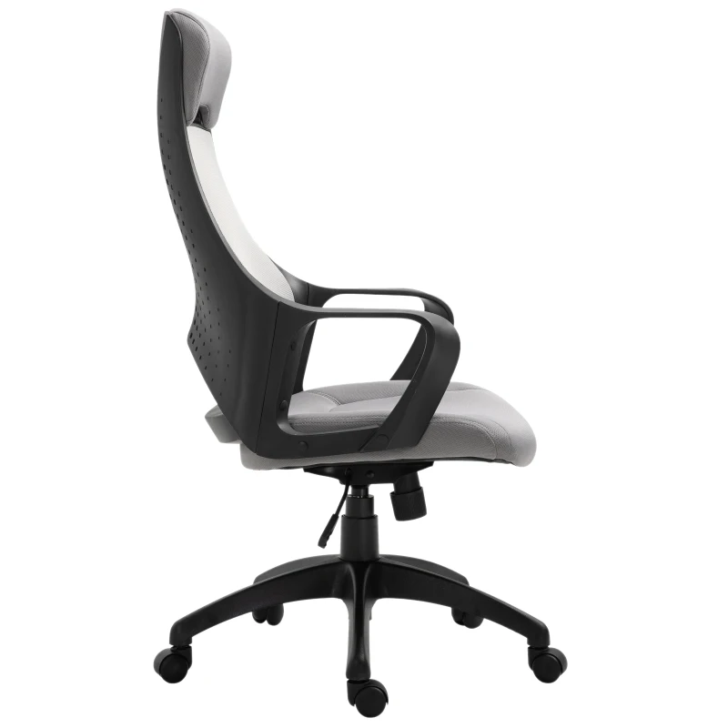 Vinsetto Office Computer Chair Mesh High Back Lumbar Support Adjustable Height Padded Linen Swivel Castor Wheels Grey