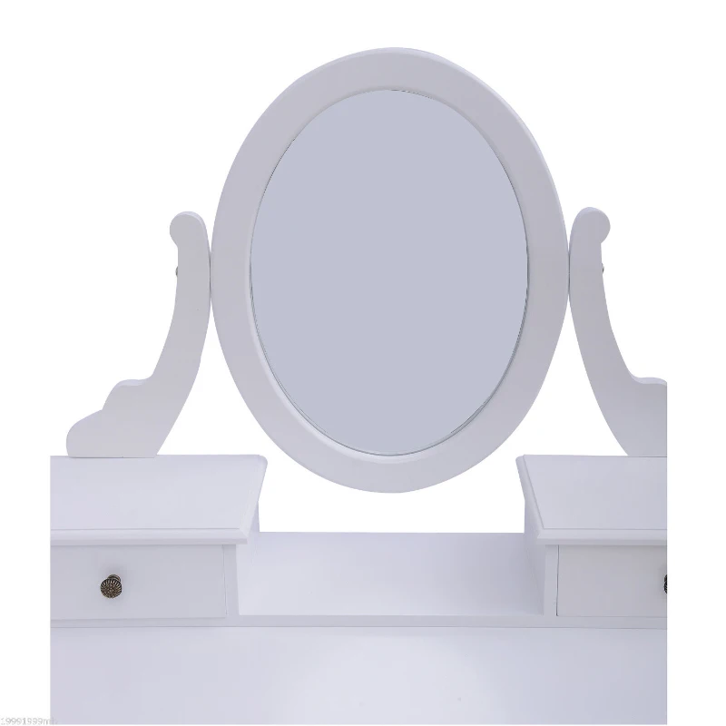 HomCom Dressing Table Stool Makeup Mirror Wood Dresser Antique Style Shabby Chic with Vanity Mirror & Stool - White